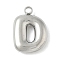 304 Stainless Steel Initial Pendants, Ion Plating(IP), Stainless Steel Color, Letter D, 16~18x6~18x3mm, Hole: 1.8mm