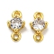 Rack Plating Brass Pave Clear Cubic Zirconia Links, Flat Round Connector Charms, Long-Lasting Plated, Lead Free & Cadmium Free, Real 18K Gold Plated, 9x5x2.8mm, Hole: 1.2mm