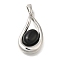 Brass Pendants, with Glass, Teardrop Charms, with Jump Ring, Platinum, 22x13x6mm, Hole: 4.5x3mm