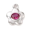 Eco-friendly Brass Micro Pave Medium Violet Red Cubic Zirconia Pendants, Cadmium Free & Lead Free, Long-Lasting Plated, Flower, Platinum, 10x8x2.5mm, Hole: 1.2mm