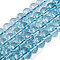 Crackle Transparent Glass Beads Strands, Rondelle, Cornflower Blue, 9.5~10x6.5~7.5mm, Hole: 1.4~1.6mm, about 53~54pcs/strand, 14.57~14.96''(37~38cm)