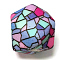 Silicone Beads, Hexagon with Pattern, Colorful, 14x14x14mm, Hole: 2.5mm