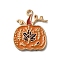 Thanksgiving Day Golden Tone Alloy Enamel Pendants, Pumpkin with Maple Leaf, 23x17.5x1.5mm, Hole: 1.8mm