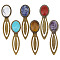 6Pcs Alloy Bookark, with Natural & Synthetic Gemstone, 85mm, 6pcs/set