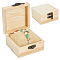 2Pcs Wooden Jewelry Trinket Storage Boxes with 2Pcs Cloth Bracelet Watch Pillows, Square, Light Yellow, Box: 9x9x4.9cm