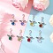 Flower Angel Glass Pendant Decorations, with Zinc Alloy Lobster Claw Clasps, Mixed Color, 37.5mm