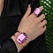 Rectangle Alloy & Acrylic Cuff Bangle & Cuff Rings Sets, Golden, Magenta, Inner Diameter: 60mm