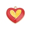 Alloy Enamel Pendants, Heart Charm, Golden, Red, 18x18.5x4mm, Hole: 1.8mm