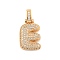 Brass Micro Pave Clear Cubic Zirconia Pendants, Real 18K Gold Plated, Letter E, 31x15x5mm, Hole: 3x6mm