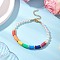 Chakra Polymer Clay Beaded Stretch Bracelets for Women, with ABS Plastic Imitation Pearl Bead, Colorful, 7-7/8 inch(20cm)