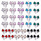 32Pcs 8 Styles Alloy Pendants, with Rhinestone, Bowknot, Platinum, Faceted, Mixed Color, 13.5~17x16.5~17x4mm, Hole: 1.6~2.5mm, 4pcs/style