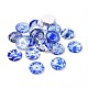 Blue and White Floral Printed Glass Flatback Cabochons X-GGLA-A002-20mm-XX-1
