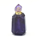 多面的な天然アメジスト開閉可能な香水瓶ペンダント  真鍮のパーツとガラスのエッセンシャルオイルのボトル  30~40x14~18x11~14mm  穴：0.8mm  ガラス瓶容量：3ml（0.101液量オンス）  宝石の容量：1ml（0.03液量オンス） G-E556-04B-2