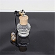 空のガラス香水瓶のペンダント  アロマテラピーフレグランスエッセンシャルオイルディフューザーボトル  コーヒー色のコード付き  車の吊り下げ装飾  木の蓋付き  クラウン  5x3.5cm PW22121511480-1