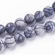 Chapelets de perles de pierre noire/soie noires naturelles G-F520-57-6mm-1
