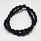 Black Glass Frosted Barrel Beads Strands X-GLAA-N0011-02-4x6-2