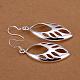 Silver Color Plated Brass Leaf Dangle Earrings EJEW-BB11801-3