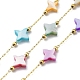 Étoiles de coquillage naturelles colorées et chaînes à maillons perlées en laiton CHS-C008-03G-1