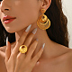 Комплекты из полых круглых серег-гвоздиков и колец-манжет из сплава для женщин FF3936-5