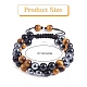Bracelet en perles tressées en obsidienne naturelle BJEW-SW00001-22-2