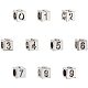PandaHall 80pcs Square Number Beads Charms 0-9 Metal Loose Beads Large Hole Number Spacer Beads for Jewelry Making DIY Necklace Bracelet PALLOY-PH0013-11AS-1