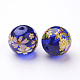 Flower Picture Transparent Glass Round Beads GFB-R004-14mm-M17-2