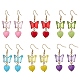 6 пара акриловых сережек-подвесок в форме бабочки с сердцем EJEW-JE06377-S-1