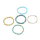 Set di braccialetti elasticizzati con perline di vetro e turchese sintetico (tinto) in 5 stile 5 BJEW-JB07670-03-4