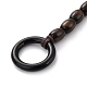 Barrel Shape Wood Beaded Bracelet with Double Rings BJEW-XCP0001-06-3