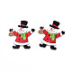 クリスマス 2 ホール スプレー塗装メープル木製ボタン  片面プリント  サンタクロース  レッド  38x32x2mm  穴：1.6mm WOOD-N005-40-4