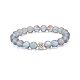 Bracelet extensible perlé rond en pierre de lune synthétique avec strass BJEW-JB07875-4