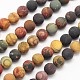 Frosted Round Natural Picture Jasper Beads Strands G-N0166-48-6mm-1
