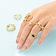 6Pcs 6 Styles Adjustable Brass Micro Pave Clear Cubic Zirconia Cuff Rings RJEW-LS0001-19G-6