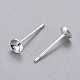 Supports accessoires de puces d'oreilles en 304 acier inoxydable pour perle demi percée STAS-H558-08S-2