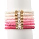 Handmade Polymer Clay Heishi Beads Stretch Bracelets Set with Heart Pattern Beads for Women BJEW-JB07449-6