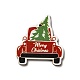 片面プリントの木製ペンダント  クリスマスチャーム  車  50x45x2.6mm  穴：2mm WOOD-H102-02J-2