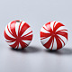 Painted Natural Wood European Beads WOOD-S057-044-2