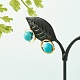 Synthetic Turquoise Round Beads Stud Earrings for Girl Women EJEW-JE04666-05-3