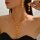 Комплекты из колье и серег с длинными круглыми кисточками из сплава в ближневосточном стиле для женщин OT7849-4