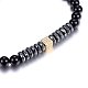 Non-magnetic Synthetic Hematite & Natural Black Agate Beaded Stretch Bracelets Set SJEW-H584-13-3