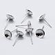 Rhodium Plated 925 Sterling Silver Ear Stud Findings STER-K167-043A-P-2