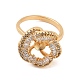 Оправа для колец с цветочным узором из латуни с микропаве из кубических цирконий KK-NH0009-05G-2
