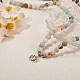 Wickelarmband aus Naturblumen-Amazoniten mit runden Perlen und Ohm/Aum-Lotus-Legierung AJEW-PH00503-03-6