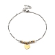 Two Tone 304 Stainless Steel Charm Anklet with Curb Chains for Women AJEW-C021-07-2