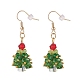 Glass Braided Beaded Christmas Tree Dangle Earrings EJEW-JE05151-02-1