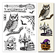 GLOBLELAND Halloween Clear Stamps Owl Pumpkin Skull Candle Bat Silicone Clear Stamp Seals for Cards Making DIY Scrapbooking Photo Journal Album Decoration DIY-WH0167-56-915-1