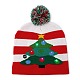 LED ライトアップ クリスマス アクリル繊維糸カフス ビーニー キャップ  女性のための冬の暖かいニット帽子  内蔵バッテリーとスイッチ付き  クリスマスツリー  285x240x13.5mm  内径：145mm AJEW-F063-04-5