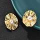 Овальные серьги-гвоздики из латунного АБС-пластика с имитацией жемчуга EJEW-S258-03G-3