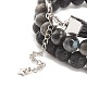 Bracelets extensibles en perles de larvikite et de lave naturelles BJEW-JB07887-6