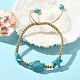 Starfish & Tortoise Synthetic Turquoise Braided Bead Bracelets BJEW-JB09852-2